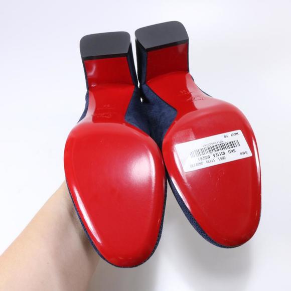 Incastrana 55mm navy blue Perforated Padded Insole Round pumps d509 - Picture 9 of 11